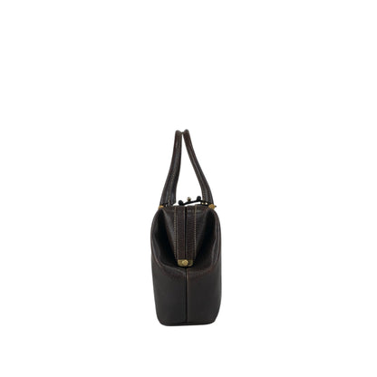 GUCCI Metal Clasp Handbag Brown Vintage fva3h4