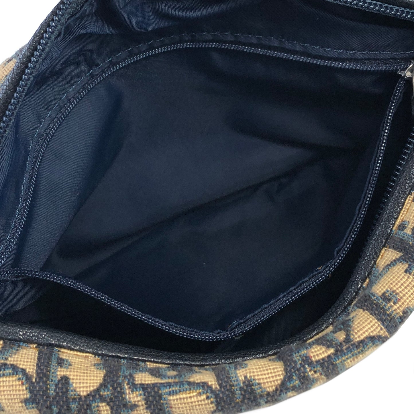 Christian Dior Trotter Jacquard Leather Shoulder bag Hobobag Navy Vintage wte43h