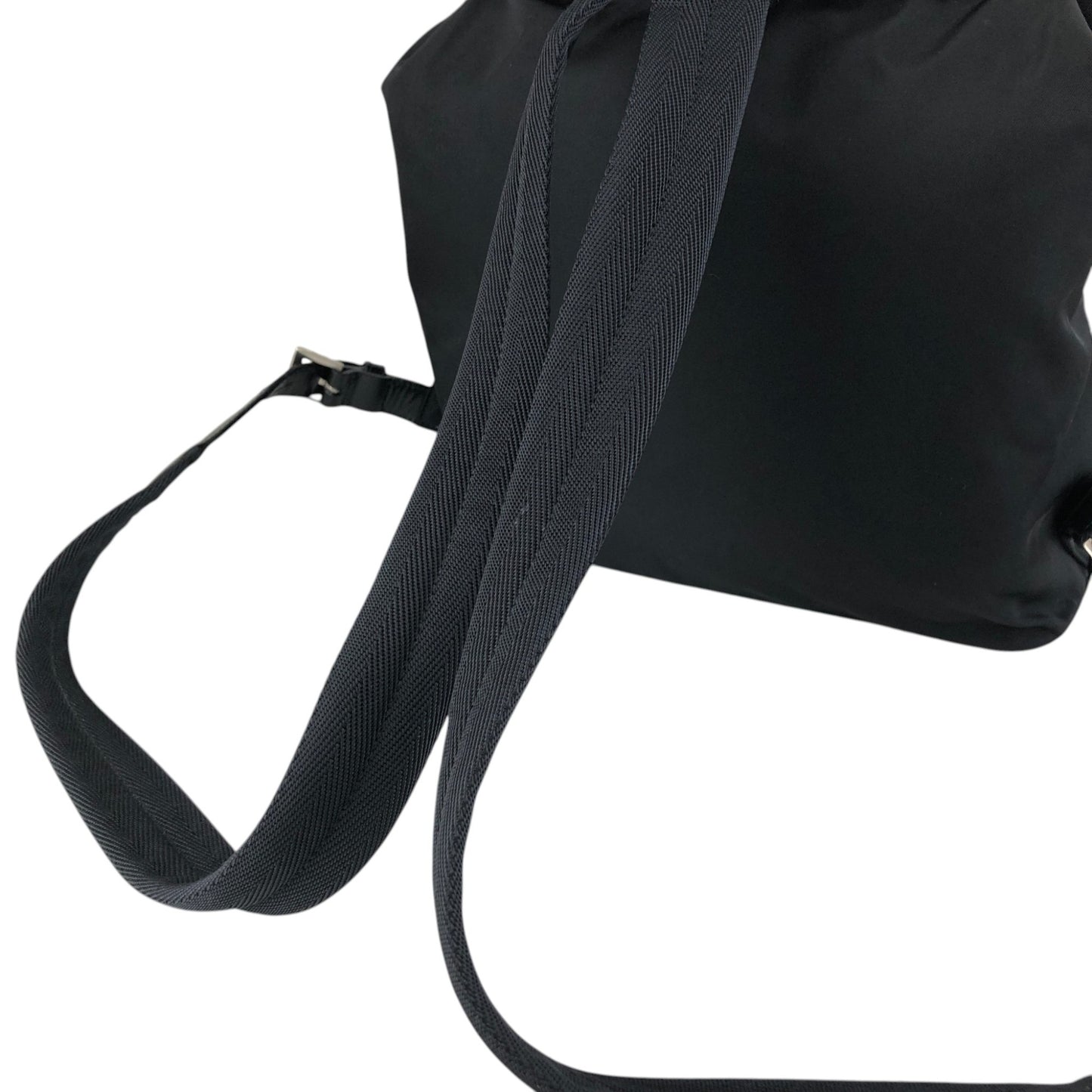 PRADA Tessuto Triangle Logo Front Buckle Front Pocket  Backpack Black Vintage 6abvn2