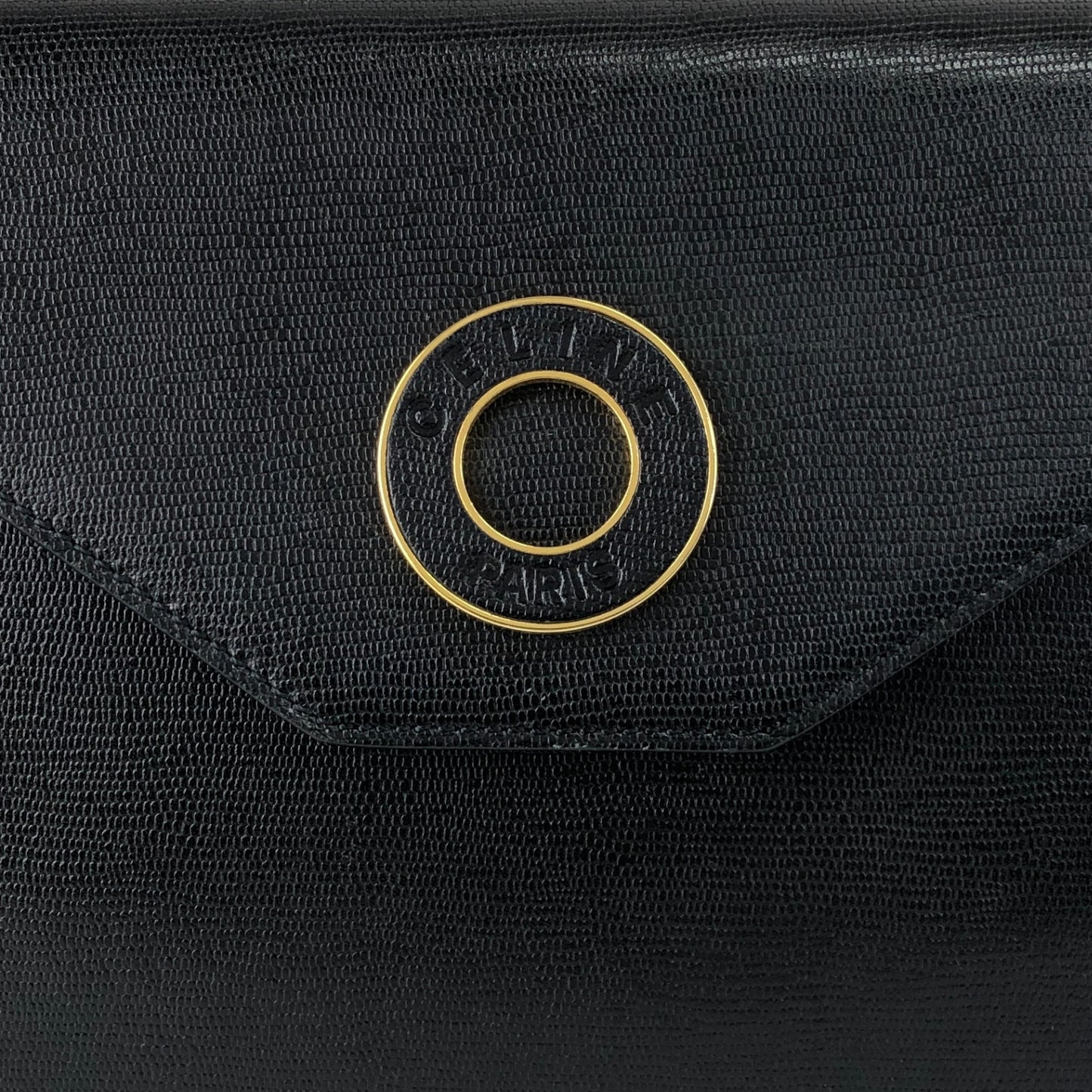 CELINE Circle Logo Shoulder bag Black Vintage bwix55