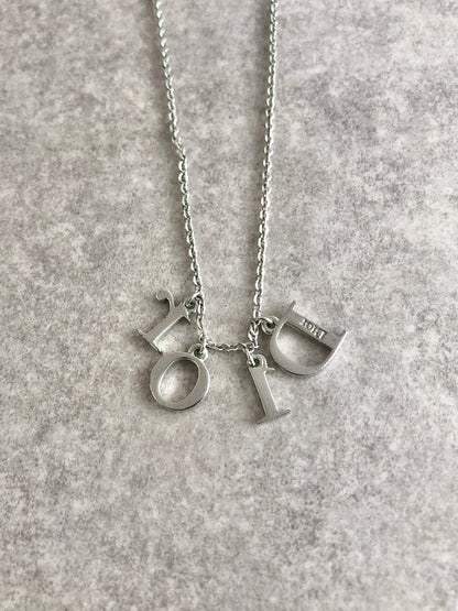 Christian Dior Logo Charm Necklace Silver Vintage mbwcef