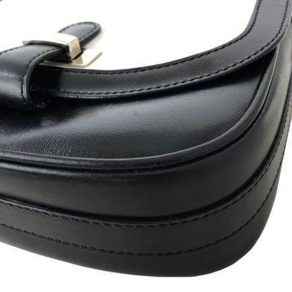 CELINE Logo Motif Leather Shoulder bag Black White Vintage ikpwf5