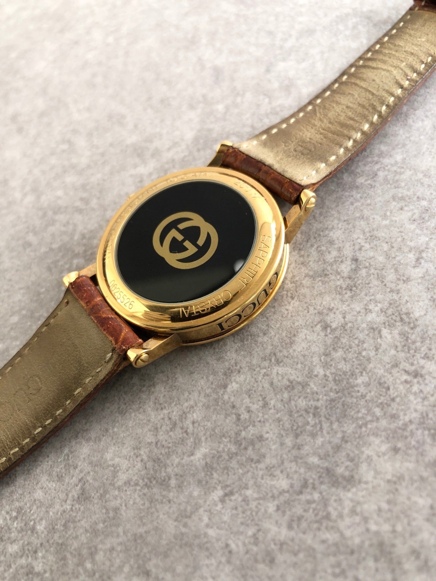 GUCCI Logo Watch Gold×Brown Vintage 4aruag
