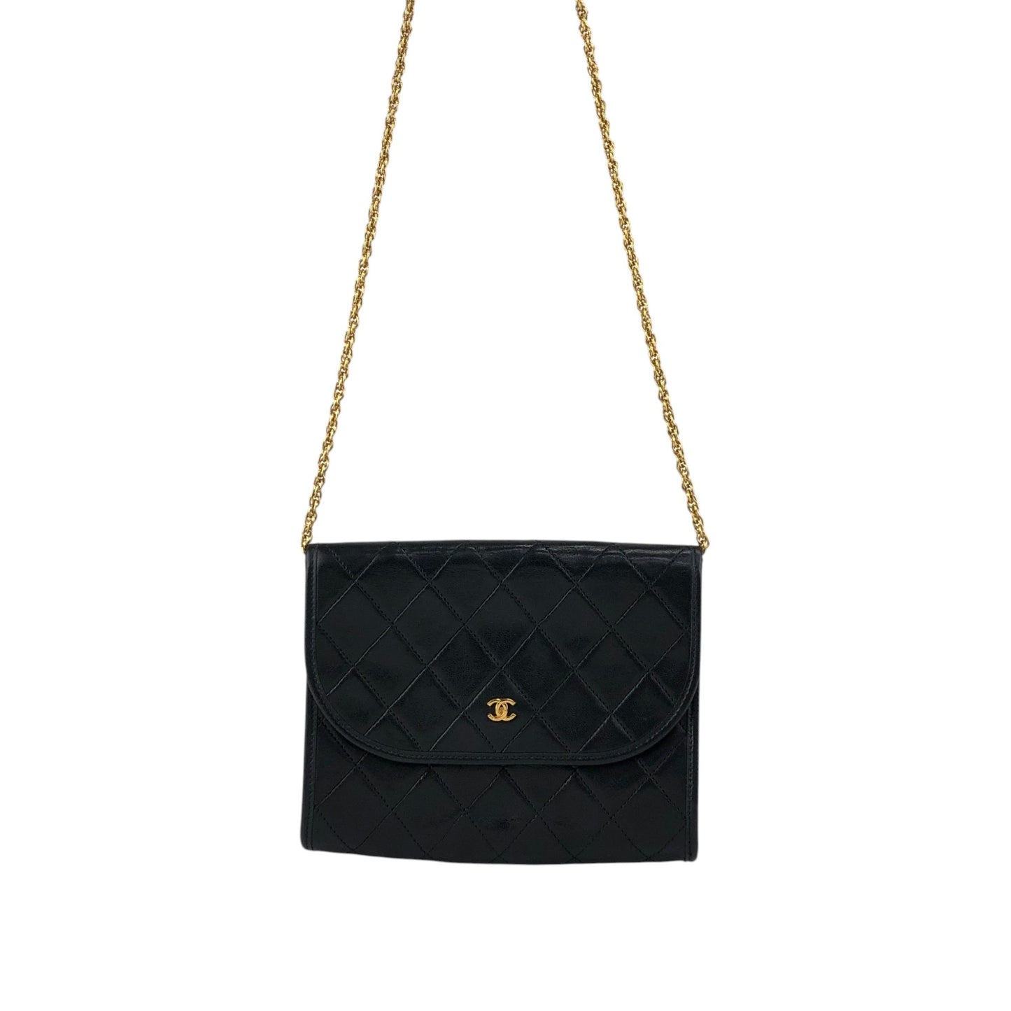 CHANEL Matelasse Coco Mark Chain Shoulder bag Black Vintage i2yavv