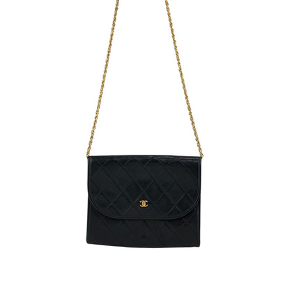 CHANEL Matelasse Coco Mark Chain Shoulder bag Black Vintage i2yavv