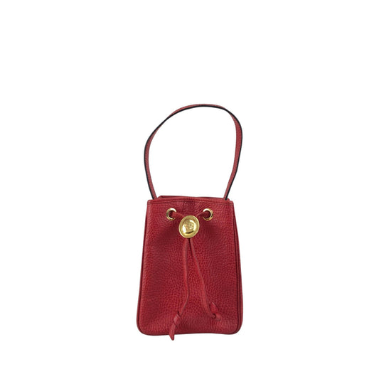Christian Dior CD Logo Drawstring Small Handbag Red Vintage 46ensx