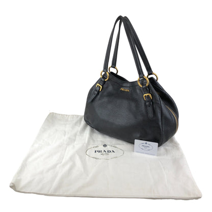 PRADA Logo Handbag Black BR4085 Vintage 3hvhgg