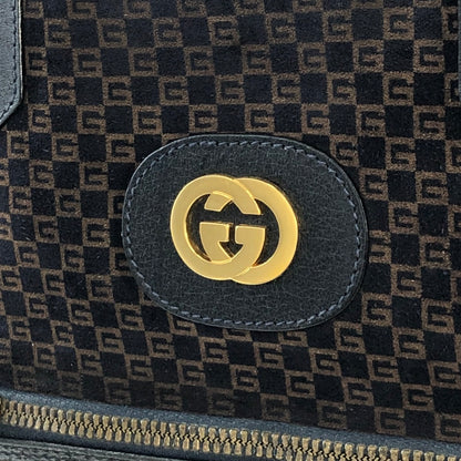 GUCCI Logo Pattern Suede Leather Totebag Black Vintage fpsx8s
