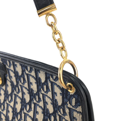Christian Dior  Trotter CD Logo Jacquard Leather Shoulder bag Navy Vintage 5f4tcg
