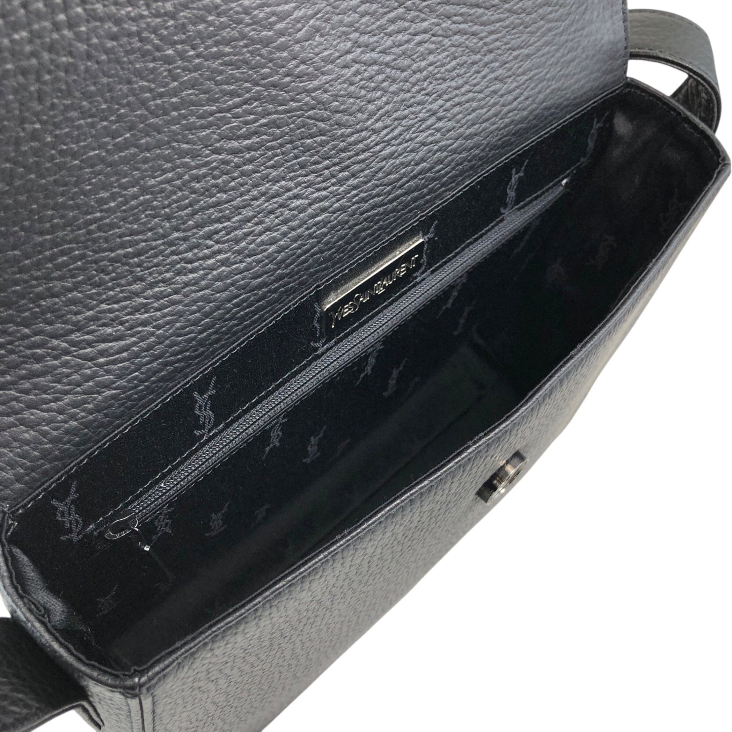 Yves Saint Laurent Logo Shoulder bag Black Vintage vgm3f4