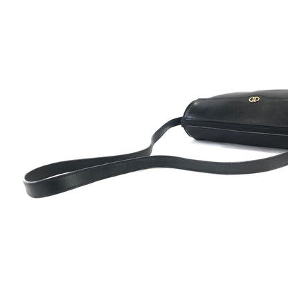 GUCCI Logo Leather Crossbody Shoulder bag Black Vintage ripwn7