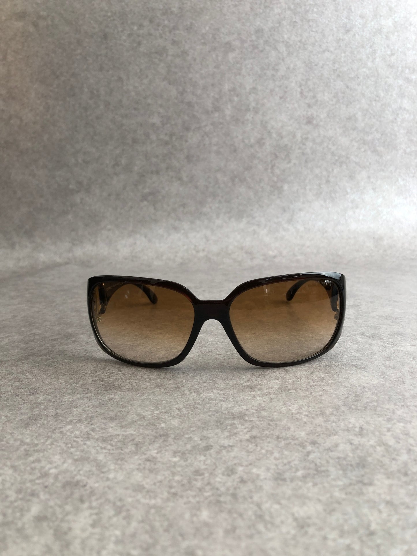 CHANEL Coco Mark Sunglasses Brown Vintage 2naxv6