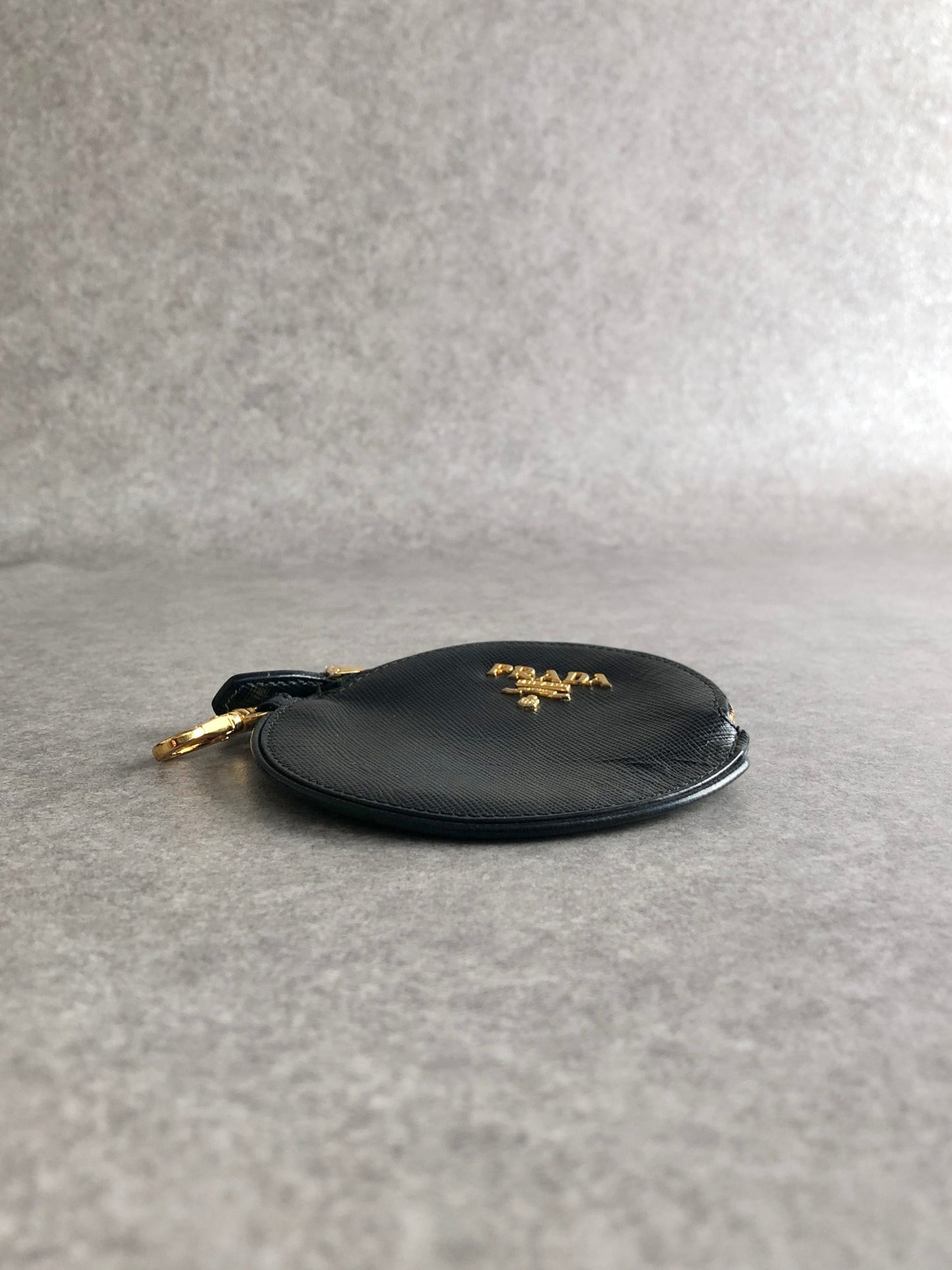 PRADA Logo Coin Purse Black Vintage khyxfk