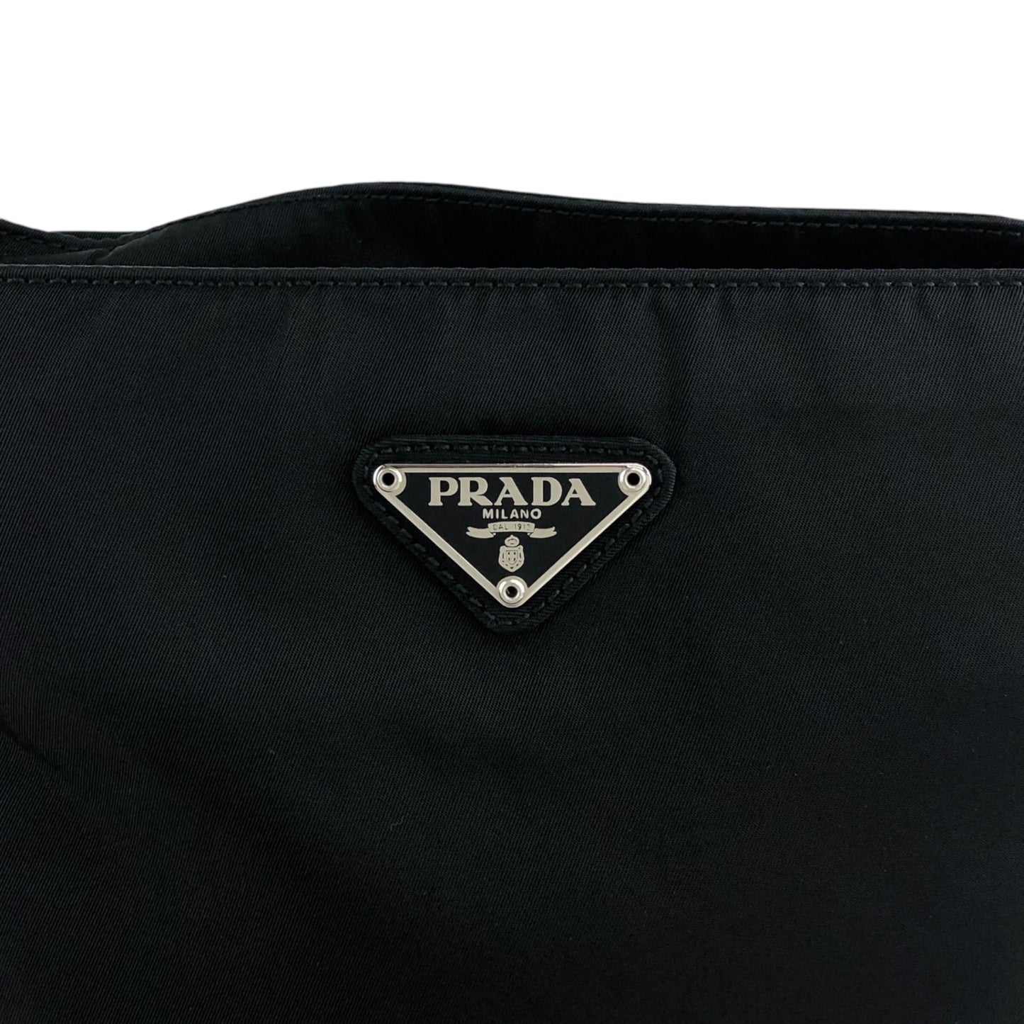 PRADA Triangle Logo Handbag Black Vintage sfzwud