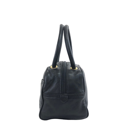 LOEWE Anagram Leather Handbag Black Vintage vpng2m