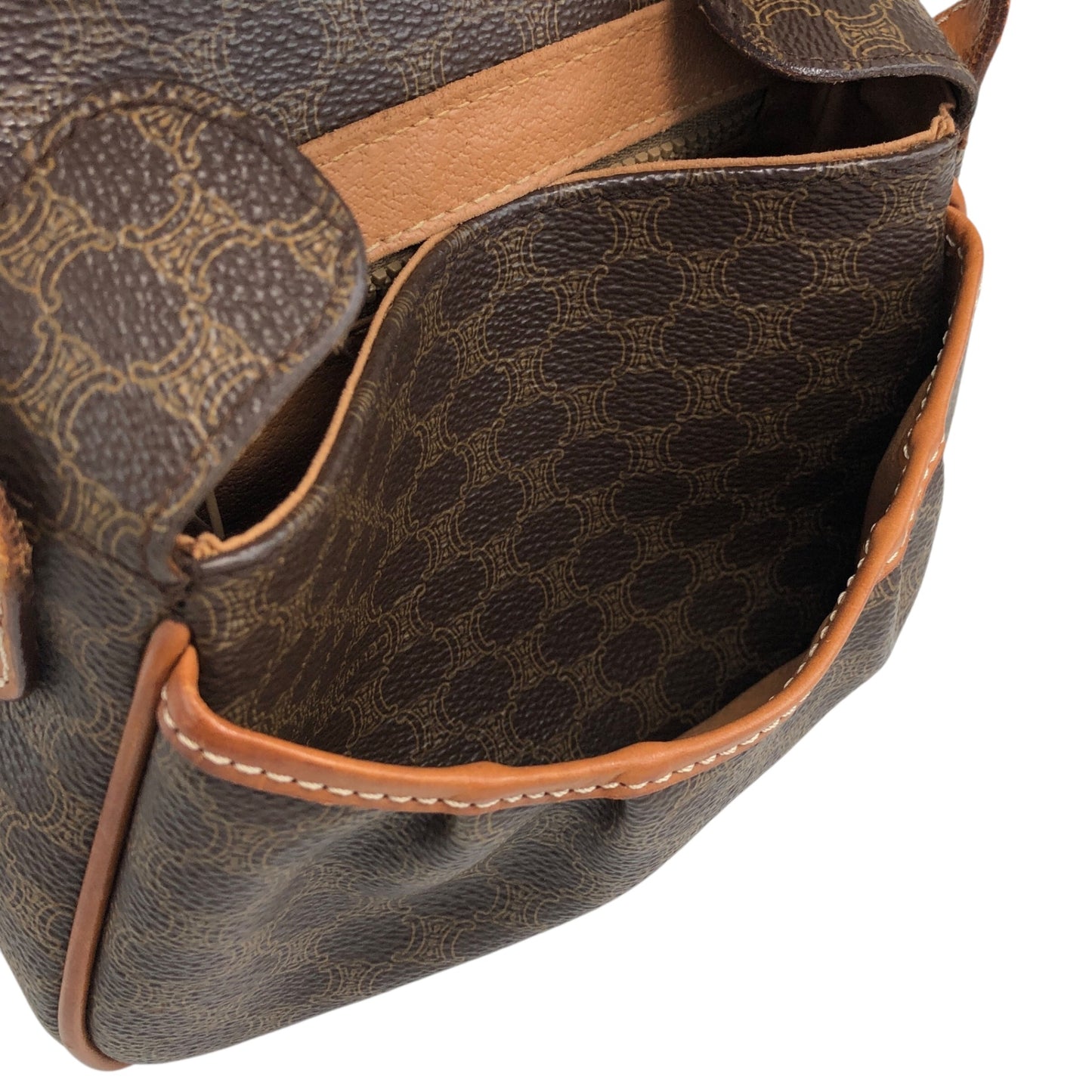 CELINE Macadam Blason Front Buckle  Shoulder bag Brown Vintage gzgnsp