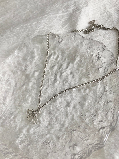 Christian Dior Logo Motif Necklace Silver Vintage x25wyn