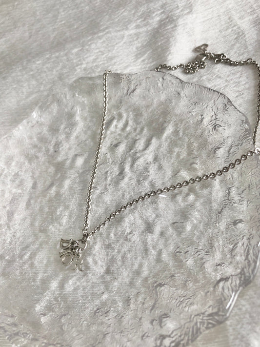 Christian Dior Logo Motif Necklace Silver Vintage x25wyn