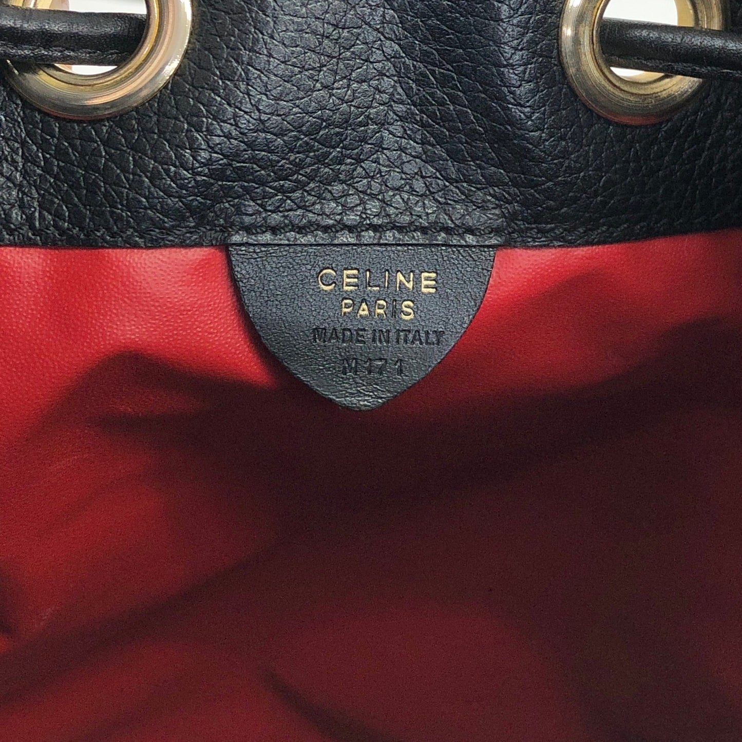CELINE Toggle Clasp Drawstring Shoulder bag Black Vintage mgyxeh