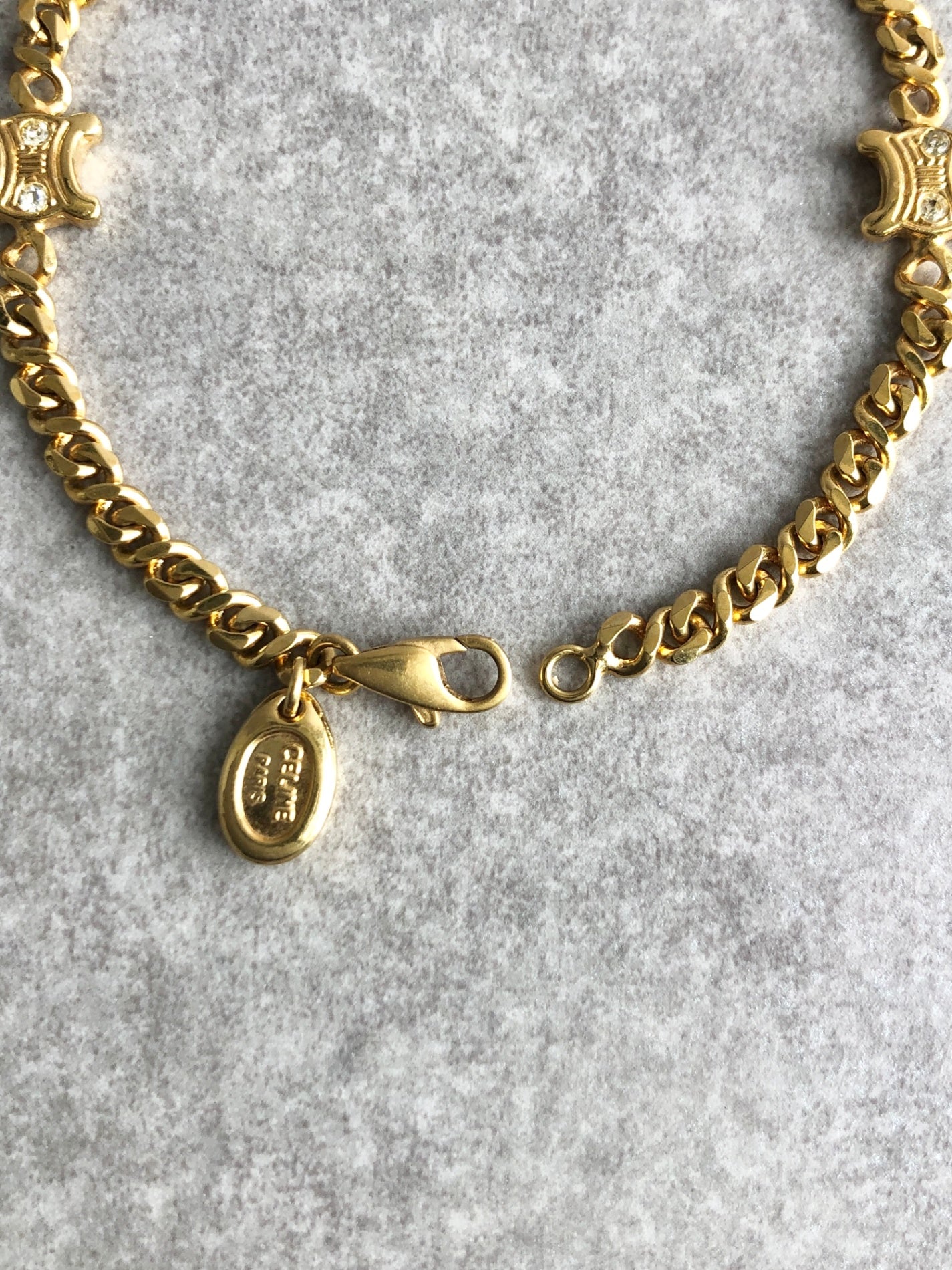CELINE Blason Bracelet Gold Vintage 72ed8s