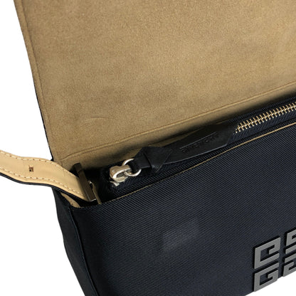 GIVENCHY Logo Canvas Leather Handbag Shoulder bag Black Vintage gbvuzi