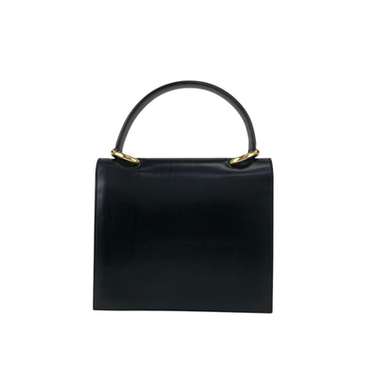 CELINE Horse Bit Top Handle Handbag Black Vintage b2e5yr