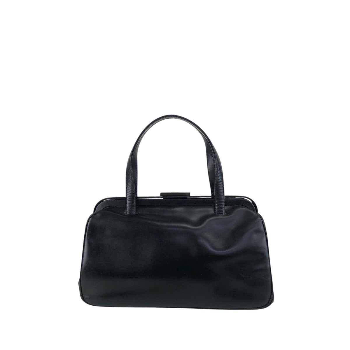 PRADA Metal Clasp Handbag Black Vintage 6am4p2