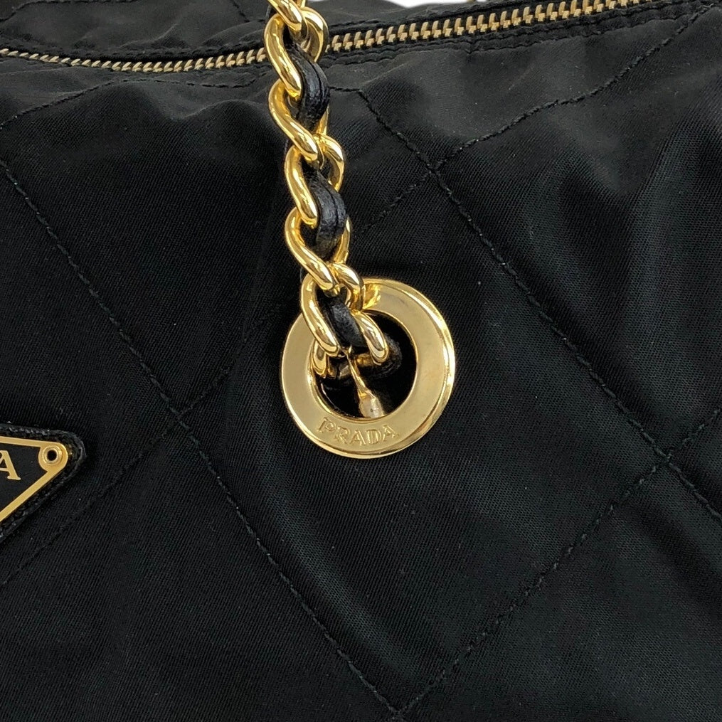 PRADA Triangle Logo Chain Shoulder bag Black Vintage dp2pec