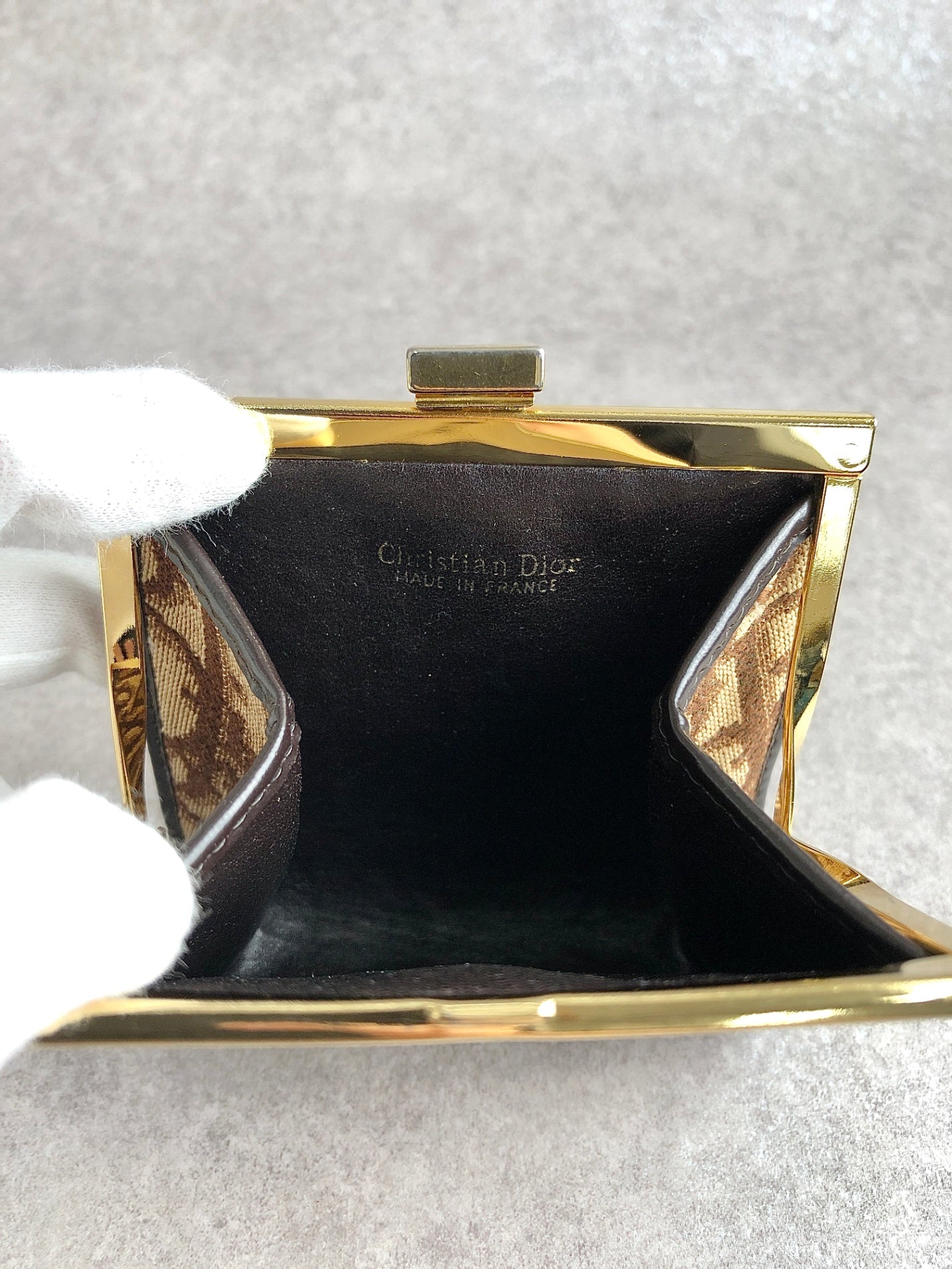 Christian Dior Trotter Metal Clasp Coin Purse Brown Vintage mtshiw