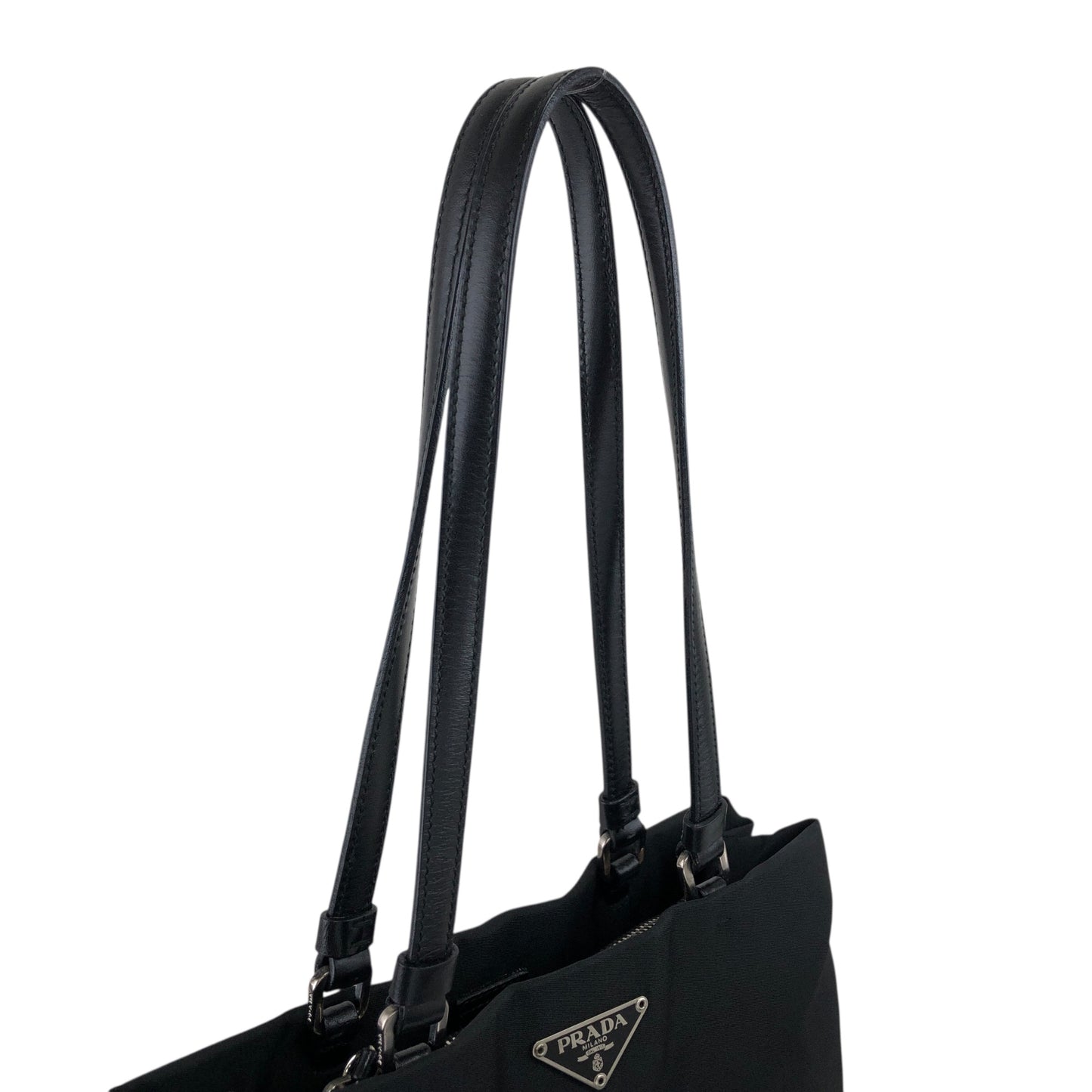 PRADA Tessuto Triangle Logo Totebag Black Vintage x4un45