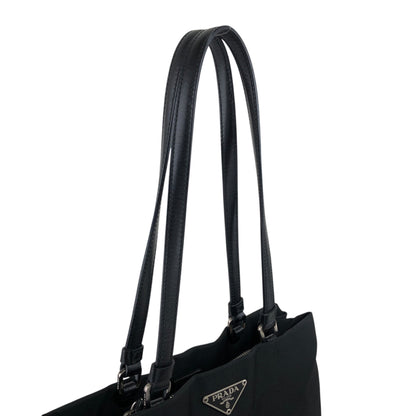 PRADA Tessuto Triangle Logo Totebag Black Vintage x4un45