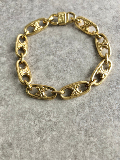 CELINE Blason Bracelet Gold Vintage 4gifcy