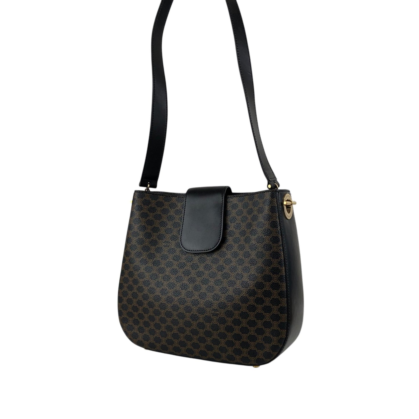 CELINE Macadam Toggle Clasp Shoulder bag Black Vintage fphffk