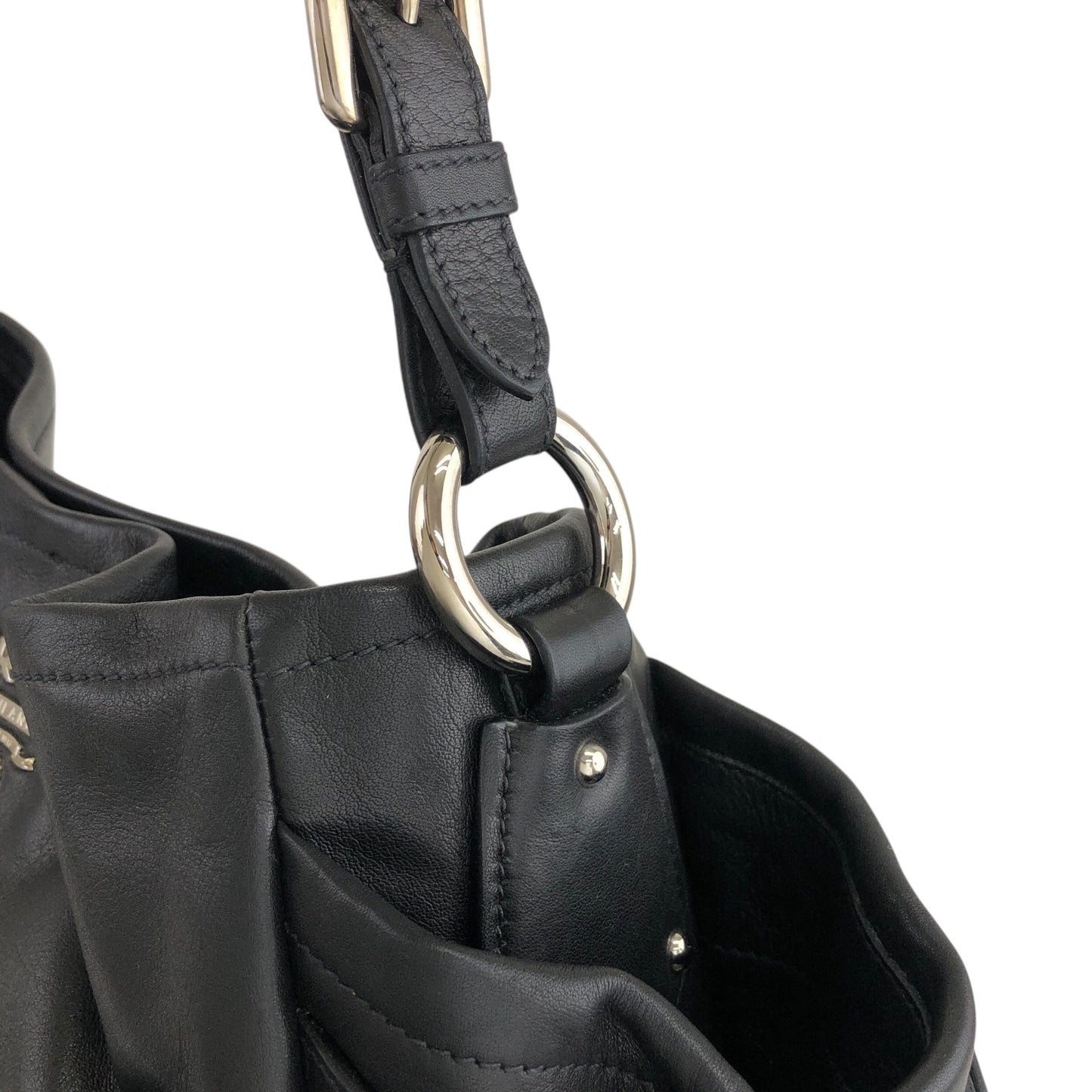 PRADA Logo Handbag Black Vintage 33emnt
