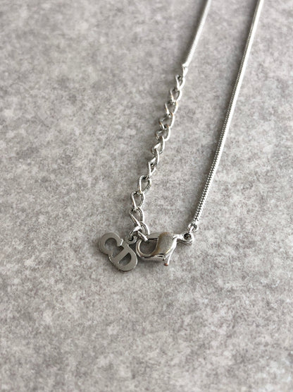 Christian Dior Logo Motif Necklace Silver Vintage 8jdr7j