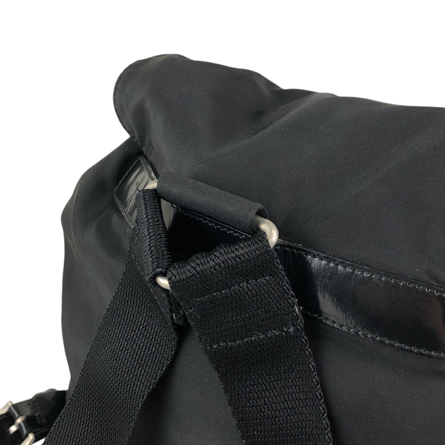 PRADA Tessuto Triangle Logo Double Pocket Backpack Black Vintage msvumv