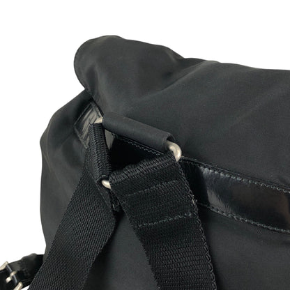 PRADA Tessuto Triangle Logo Double Pocket Backpack Black Vintage msvumv