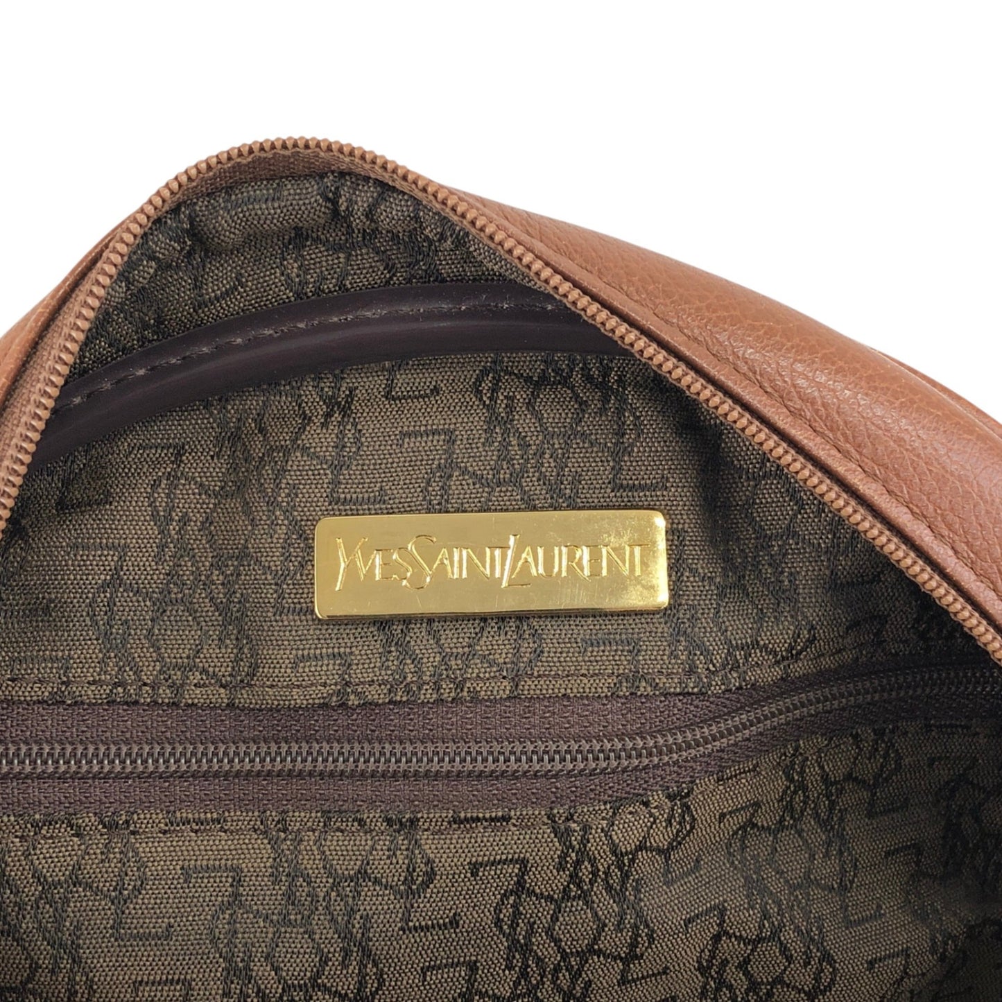 Yves Saint Laurent YSL Logo Circle Shoulder bag Brown Vintage nkx8ax