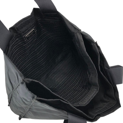 PRADA Tessuto Triangle Logo Totebag Black Vintage fhex45