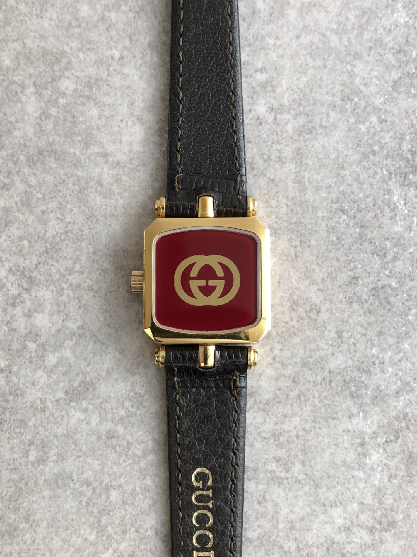 GUCCI Sherry Line Watch Gold×Black Vintage tgjeem