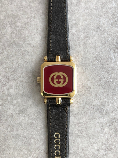 GUCCI Sherry Line Watch Gold×Black Vintage tgjeem