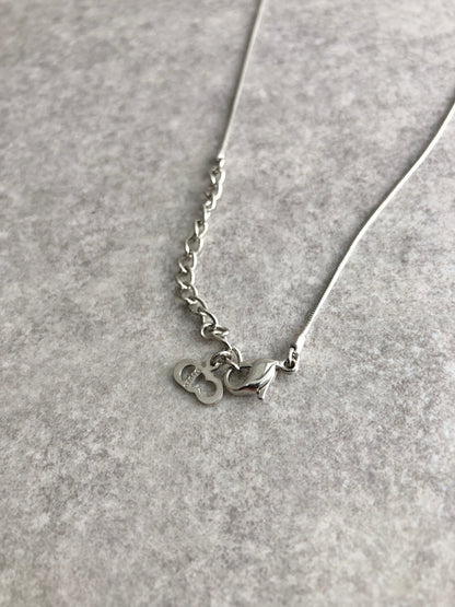 Christian Dior Logo Motif Necklace Silver Vintage dngcy3