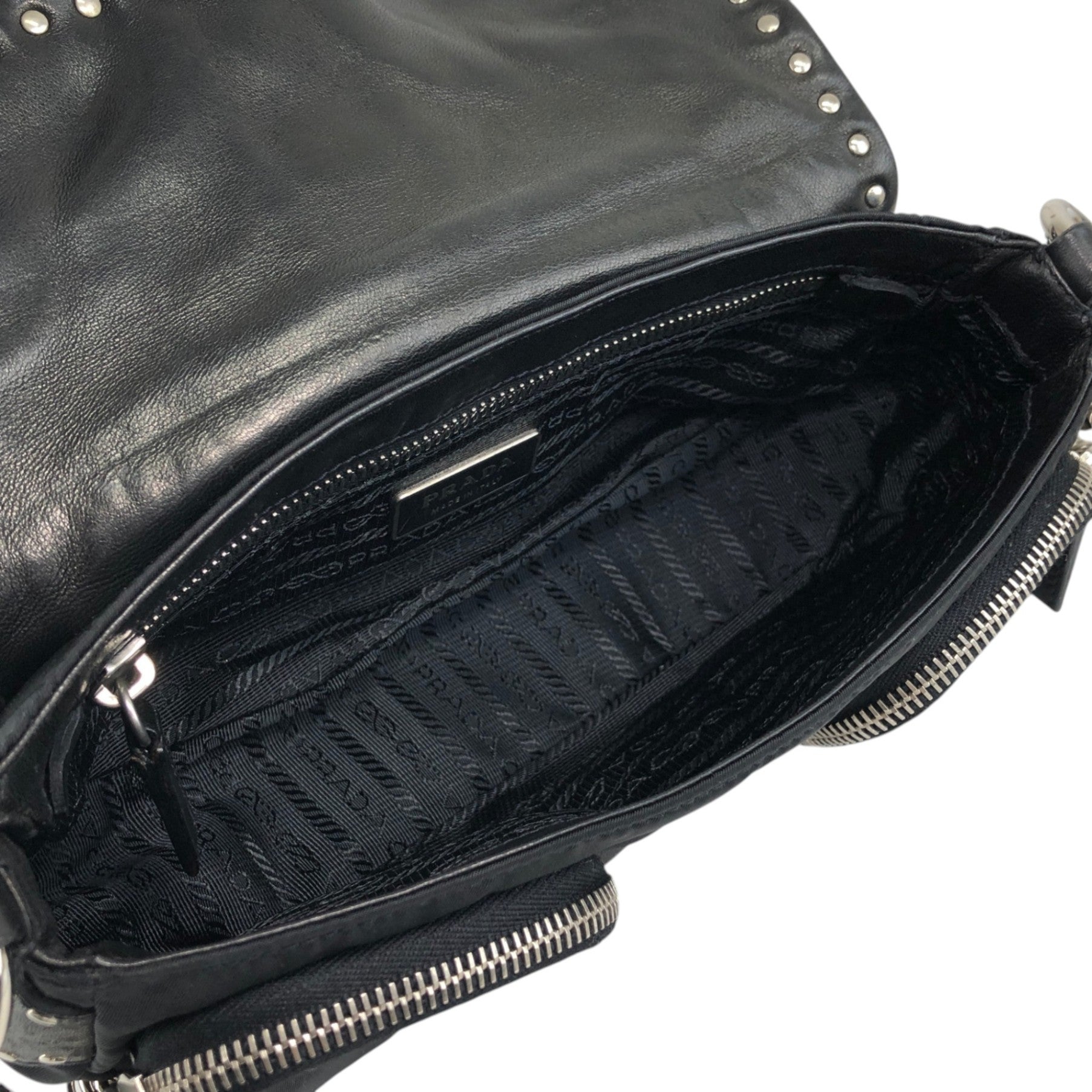 PRADA Triangle Logo Shoulder bag Black Vintage tiuxdg