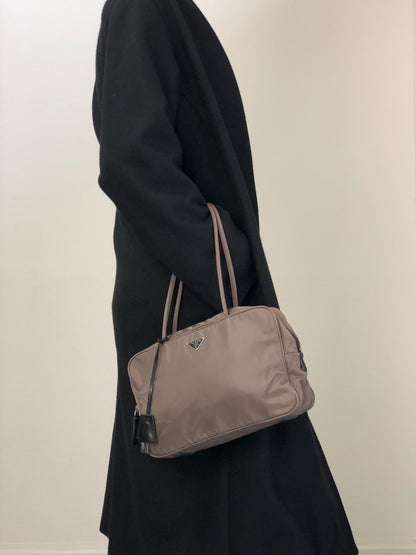 PRADA Tessuto Triangle Logo Totebag Gray Vintage 687jiy