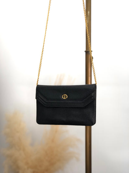 Christian Dior CD Logo Chain Shoulder bag Black Vintage iiv2uk