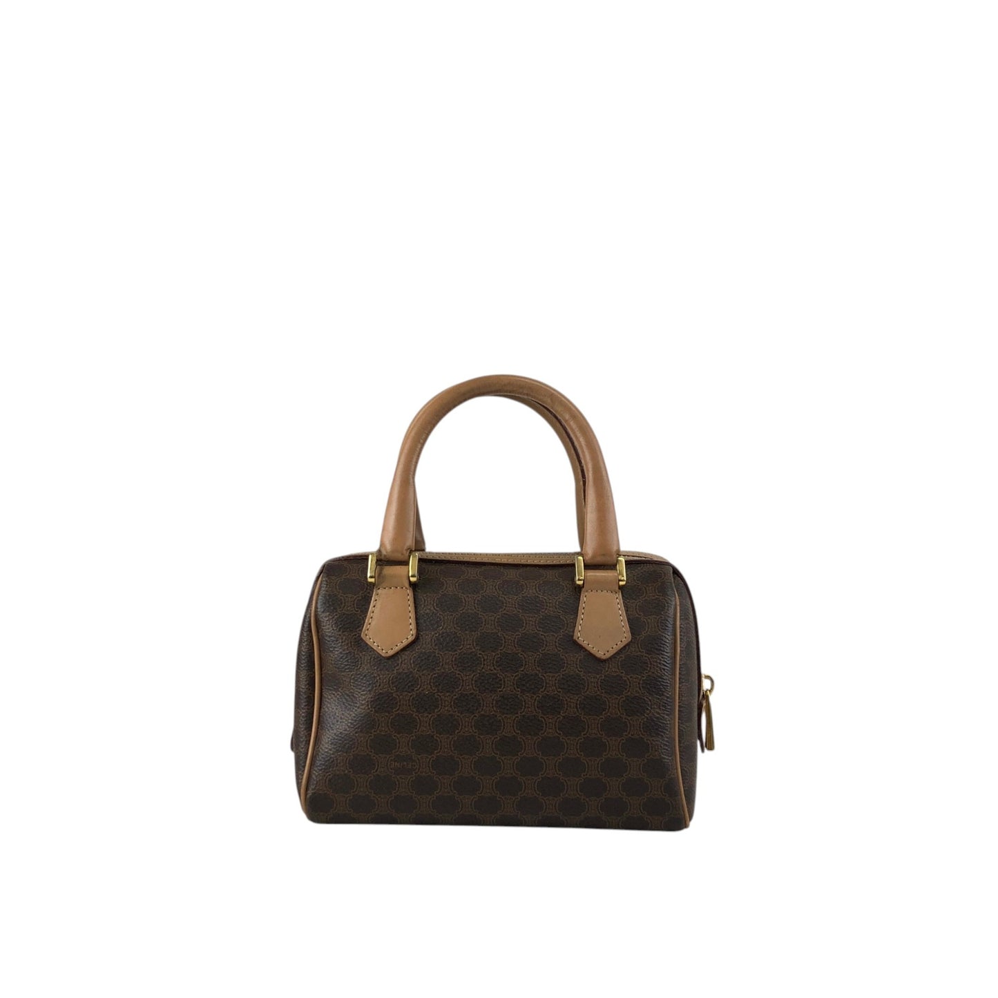 CELINE Macadam Blason Two-way Small Boston bag Shoulder bag Brown Vintage abbsfv