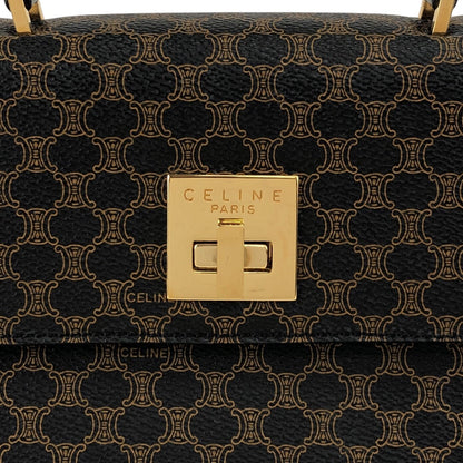 CELINE Macadam Turn Lock Handbag Black Vintage 75x5vx