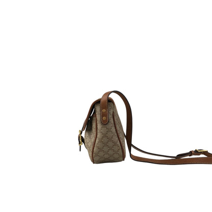 CELINE Macadam Triomphe Front Buckle Shoulder bag Beige Vintage xwff8x