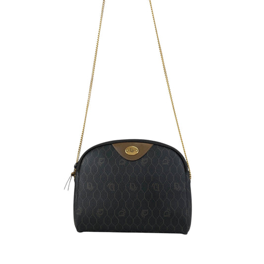 Christian Dior Honeycomb Pattern Chain Shoulder bag Black Vintage cs7hx4