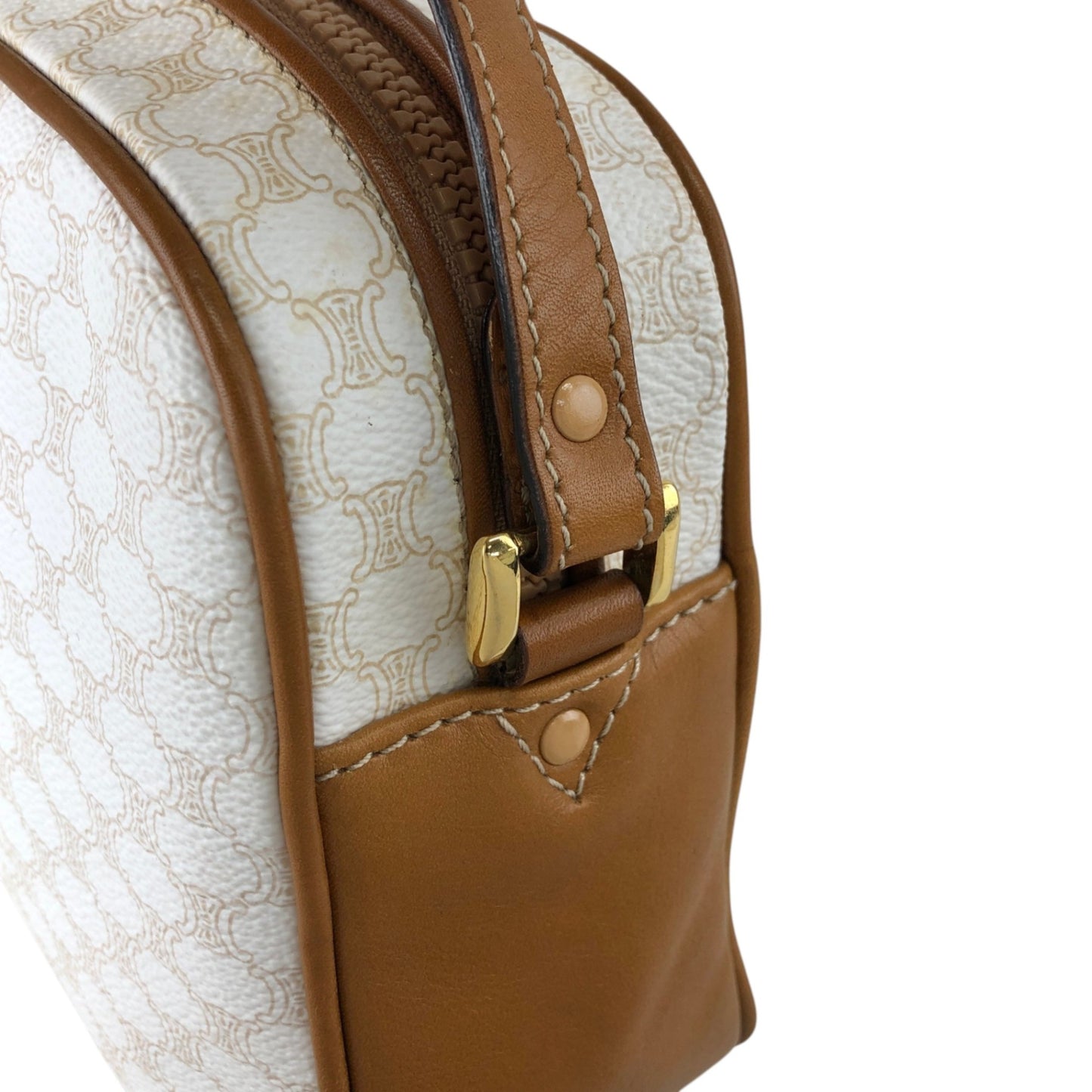 CELINE Macadam Horse Bit Shoulder bag White Vintage wbvsb7